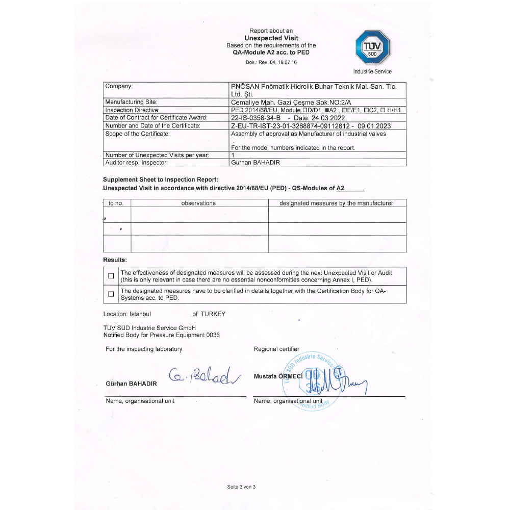 TÜV SÜD Belgesi